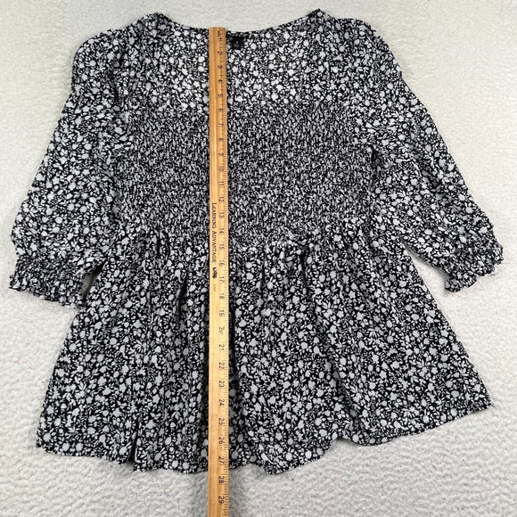 Torrid Blouse Top Womens 1X Floral Chiffon Square Neck Smocked Bohemian Black - Picture 5 of 8